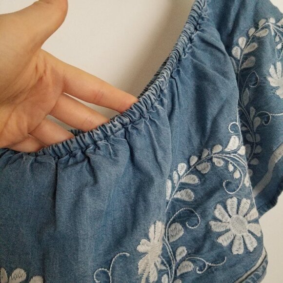 Rebecca Minkoff Rita Embroidered Chambray One Shoulder Shift Mini Dress Size XS - Picture 11 of 17